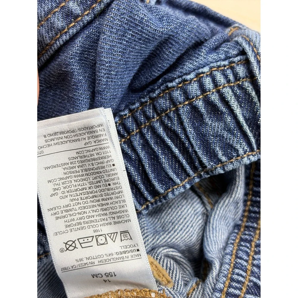 Gap Kids Boys Relaxed Fit Distressed Blue Jeans Size14 Elastic Waist Medium Wash
